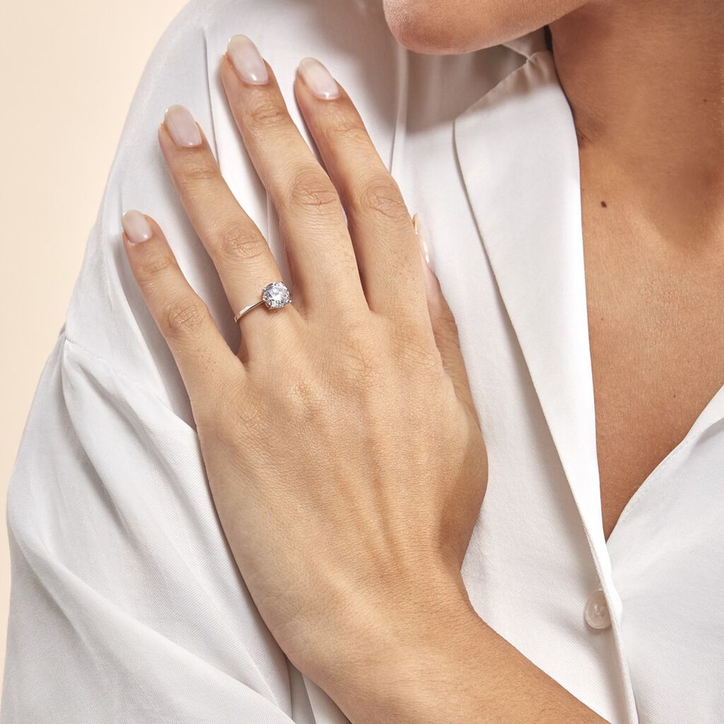 Bague Solitaire Abriel Or Blanc Oxyde De Zirconium