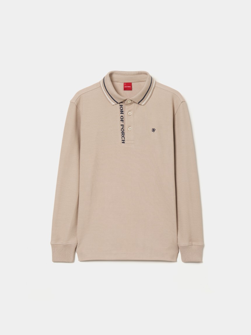 Polo de manga comprida em algodão