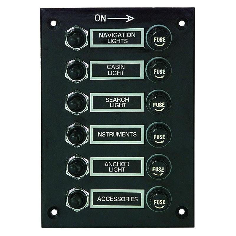 Tableau Euromarine Bakelite Noir - 6 Interrupteurs