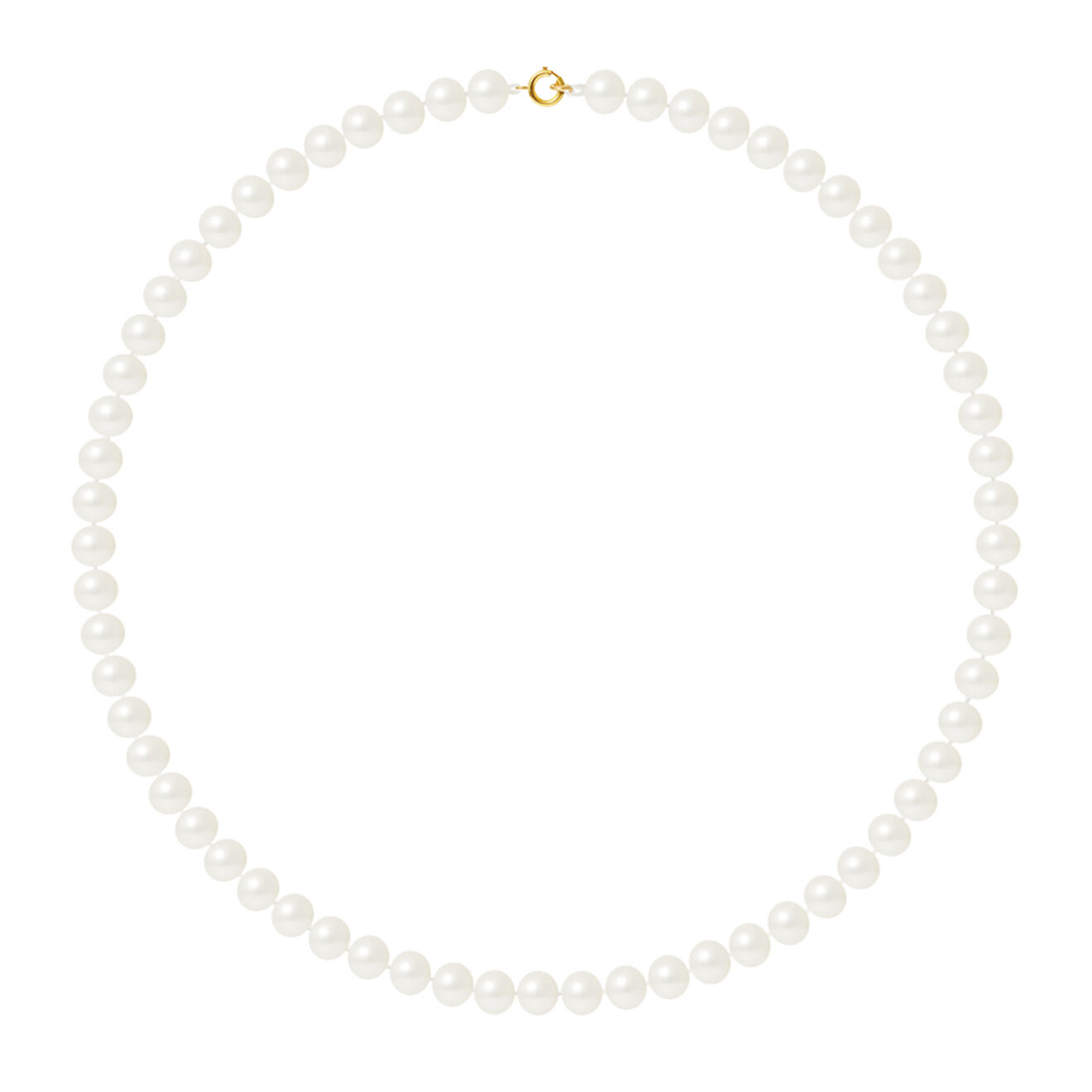 Mitzuko Collier Rang Or Jaune Perles d'Eau Douce blanches