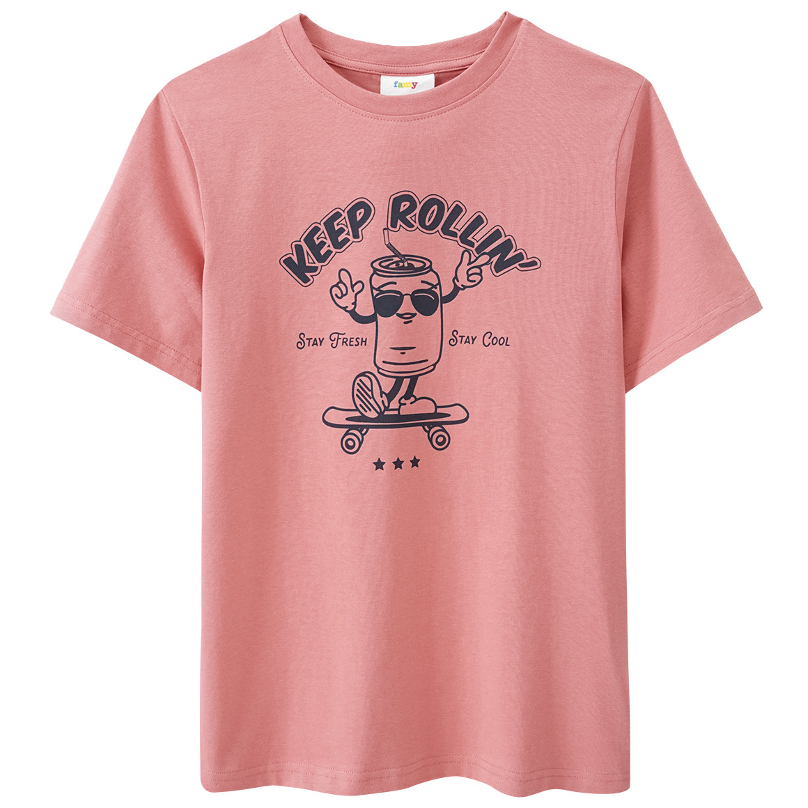 Famy 3 Jungen T-Shirts mit Skate-Prints terracotta / ocker / dunkelgrau