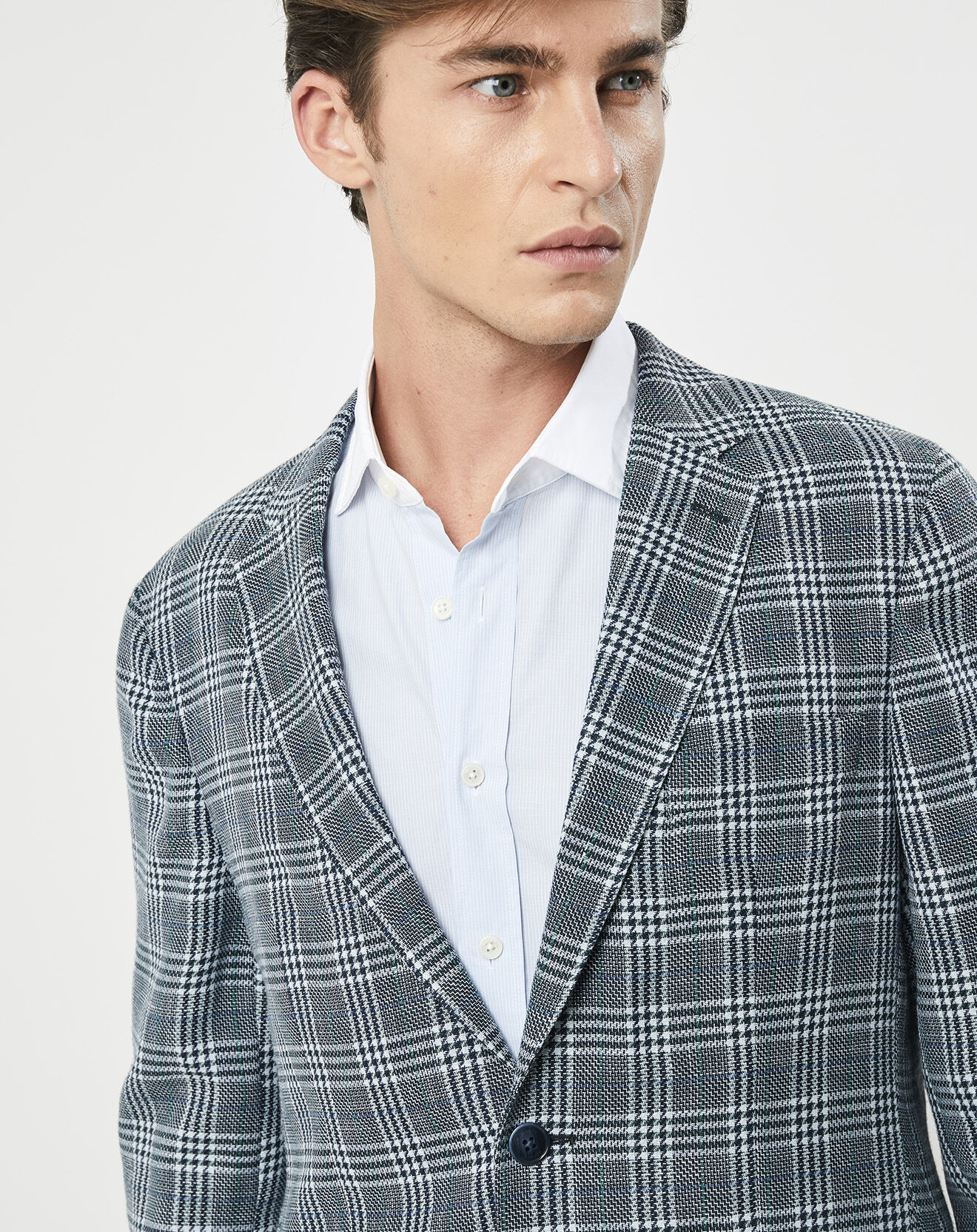Hackett London Veste en Lin & Laine mélangés Claire imprimée prince de galles bleue