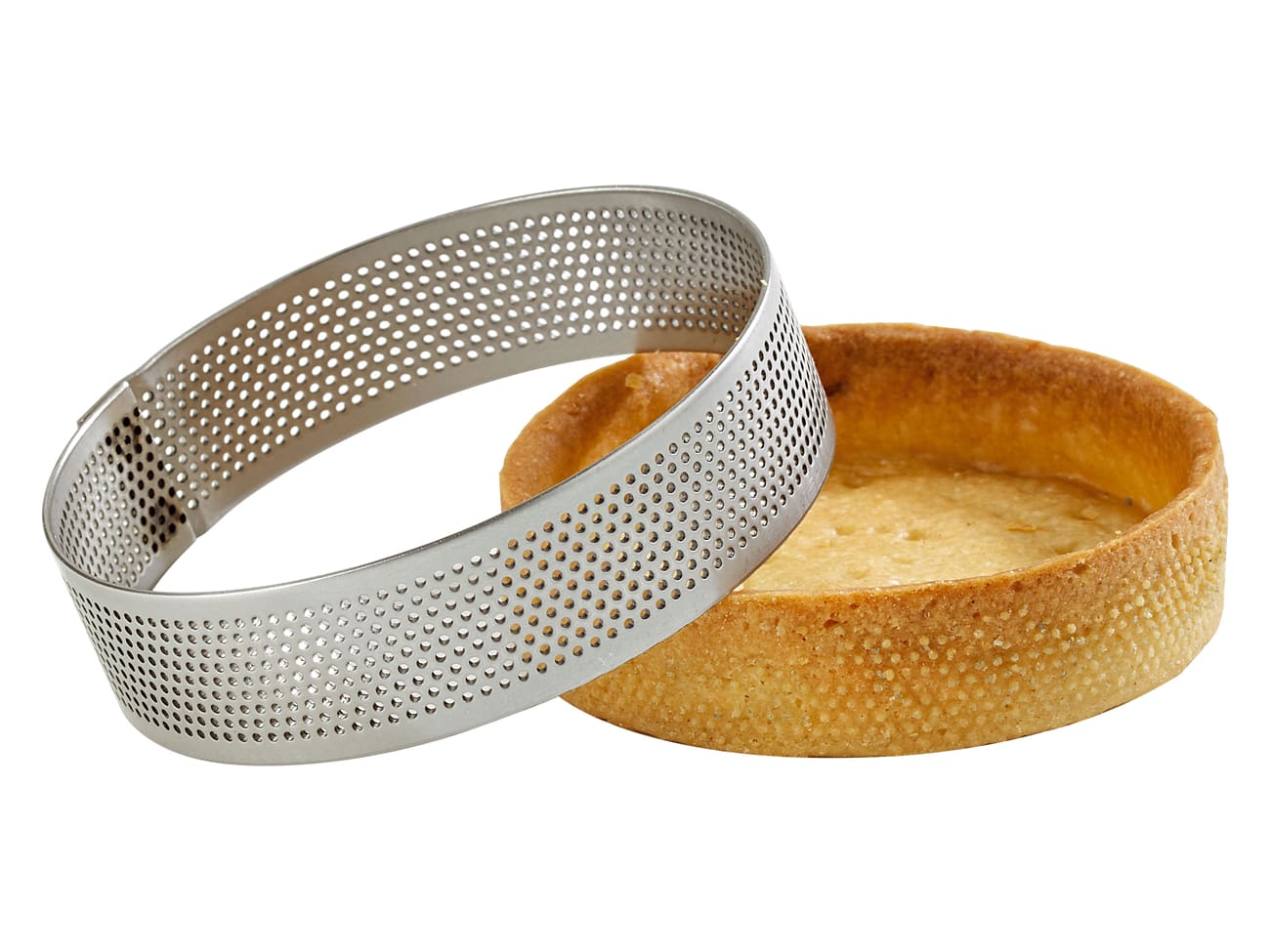 Cercle à tarte perforé inox - ht 2 cm - Ø 8 cm - Mallard Ferrière