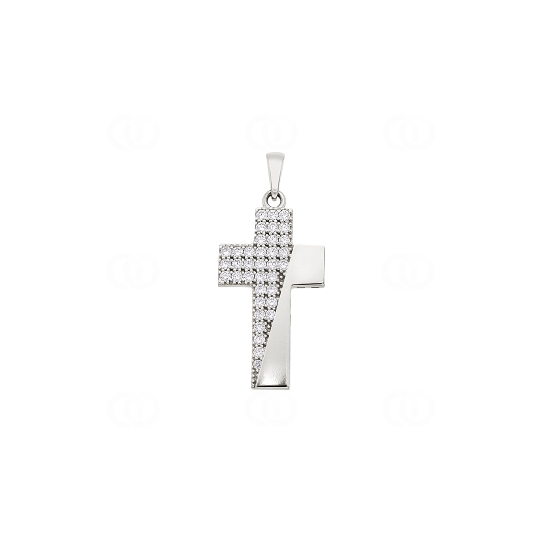 Anhänger 750/18 K Weissgold Kreuz mit Zirkonia