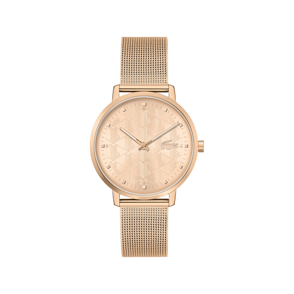 Montre LACOSTE crocorigin femme bracelet acier doré rose