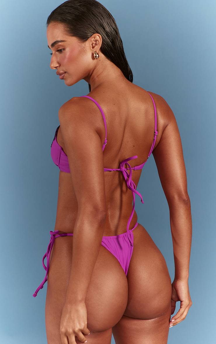 Violet Haut De Bikini À Armatures Avec Détail En Dentelle Contrastante