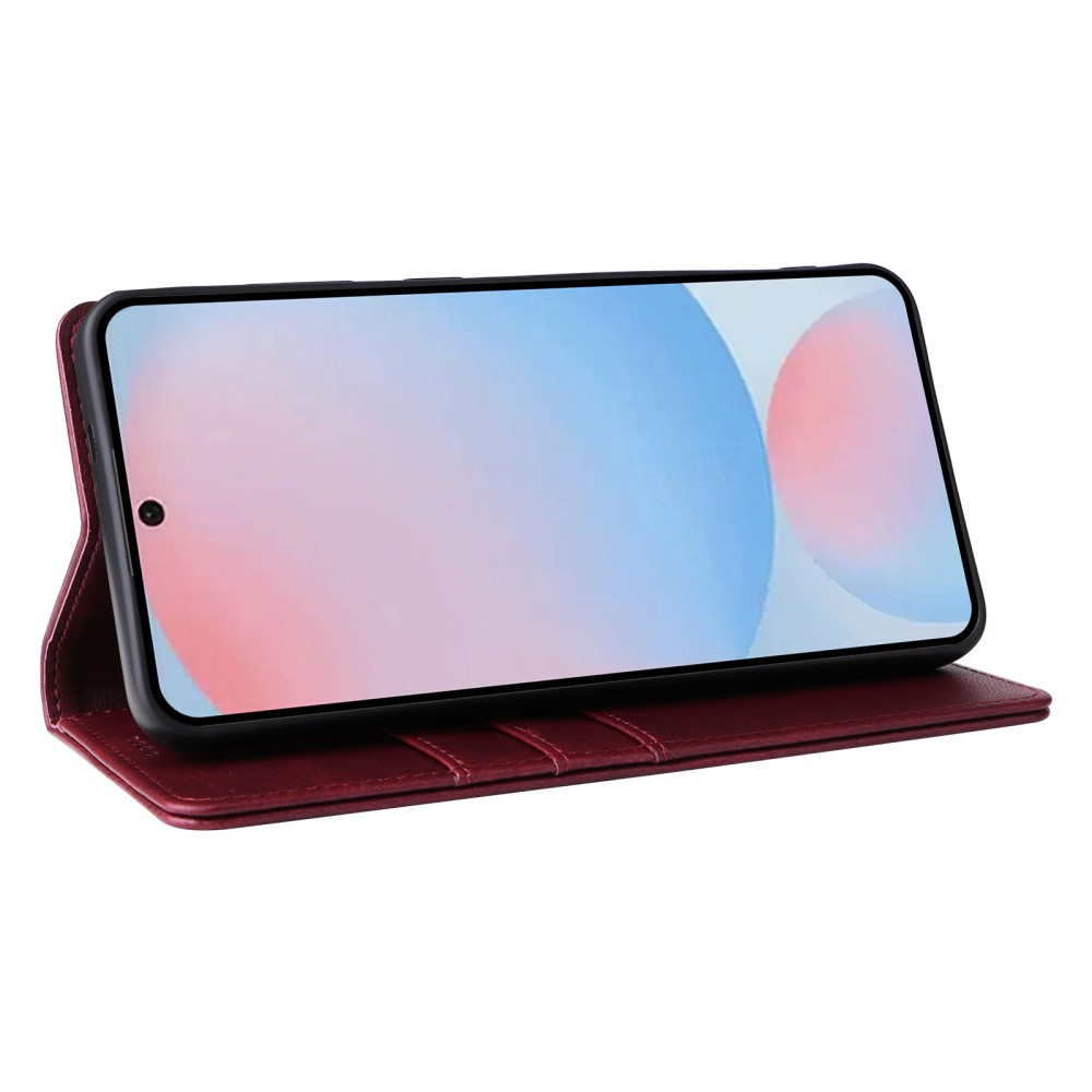 Samsung Galaxy A56 Leder Tasche Flip Wallet Etui mit Kartenfächern (RFID Schutz) - Dunkelrot