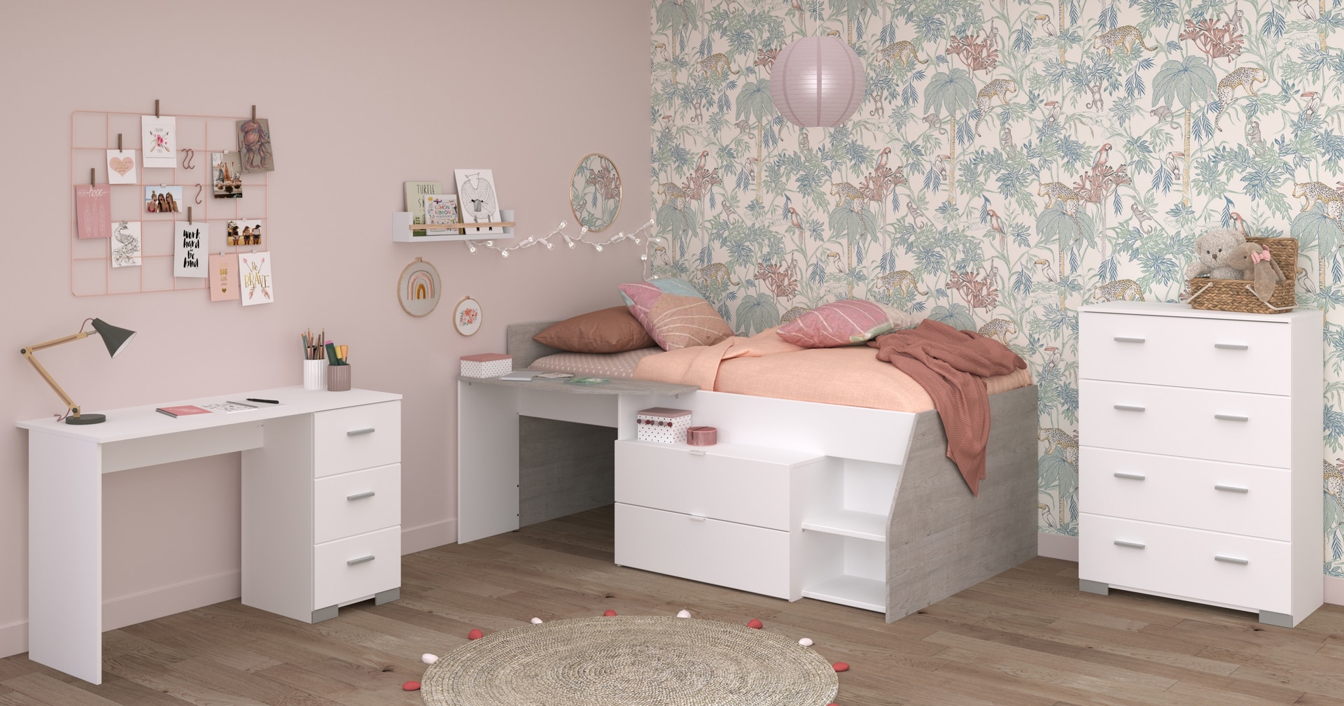 Parisot Kinderzimmer MILKY 15 3-teilig weiß/ grau
