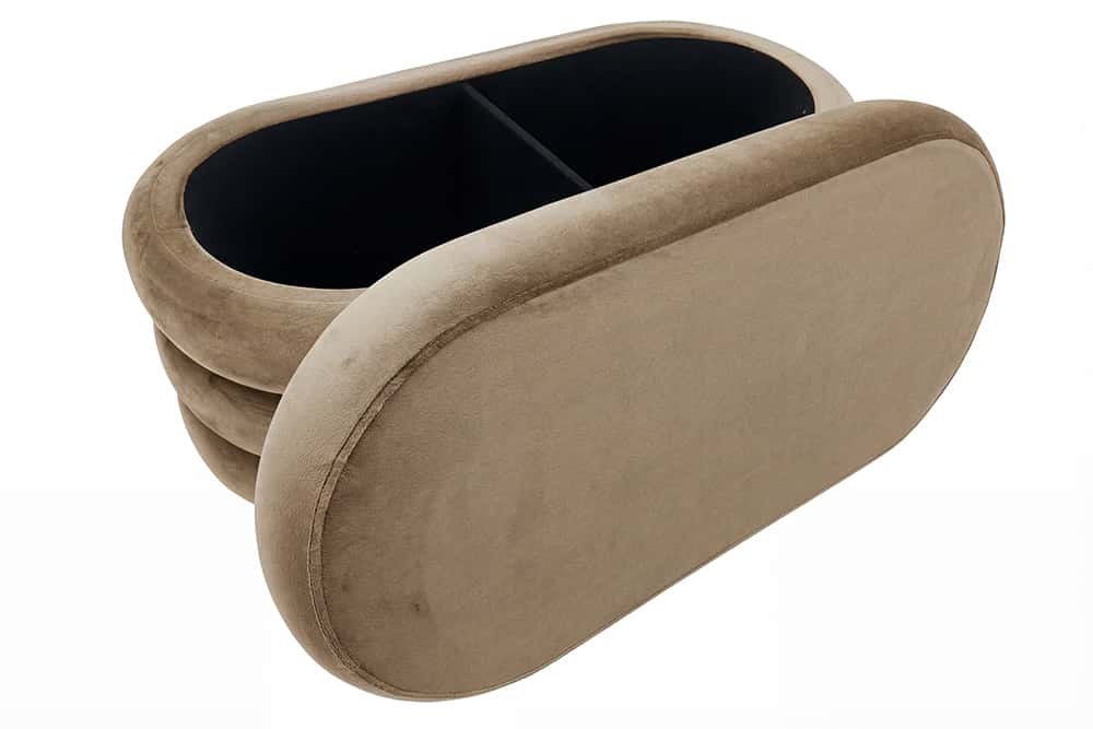 Extravagante Polsterbank VOGUE 85cm champagner Samt Sitzbank mit Stauraum