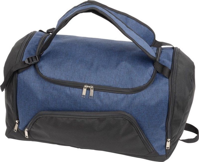 Blauw/zwarte sporttas/weekendtas/rugtas 55 cm - 45 liter - Fitness/sporttassen - Weekendtassen/reistassen