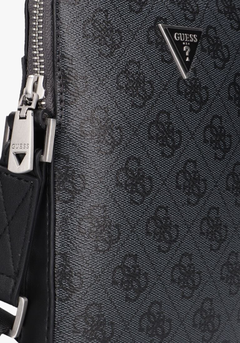 GUESS zwarte guess reportertas vezzola smart flat squared xbody