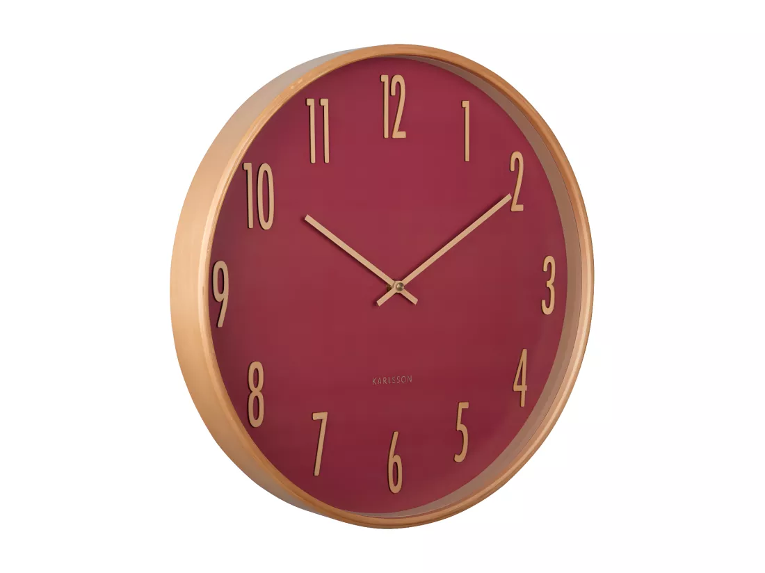 Horloge murale en bois D40cm Rouge Present Time