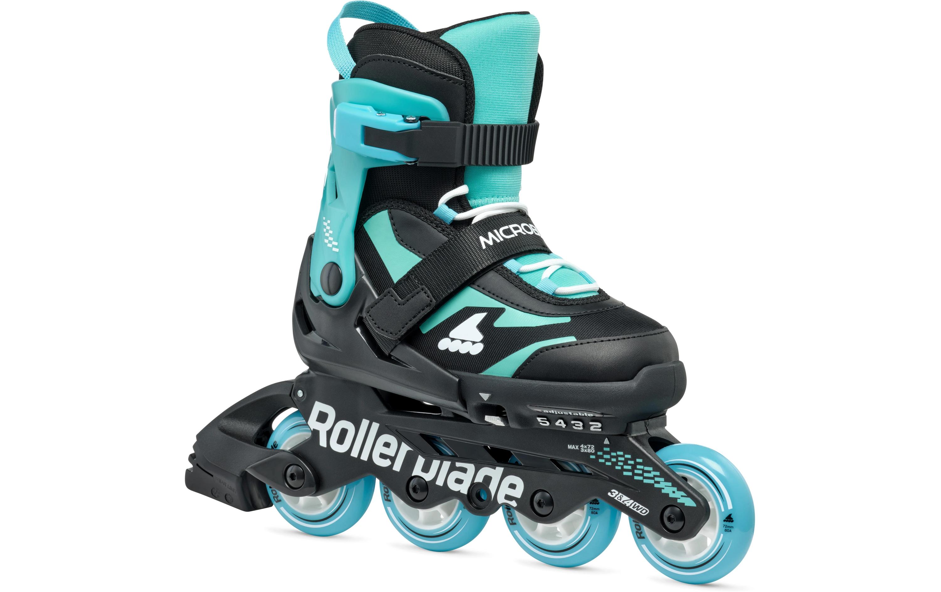 Inline-Skates Microblade Schwarz/Hellblau, 33-36.5Verstellbare Inline-Skates für Kinder