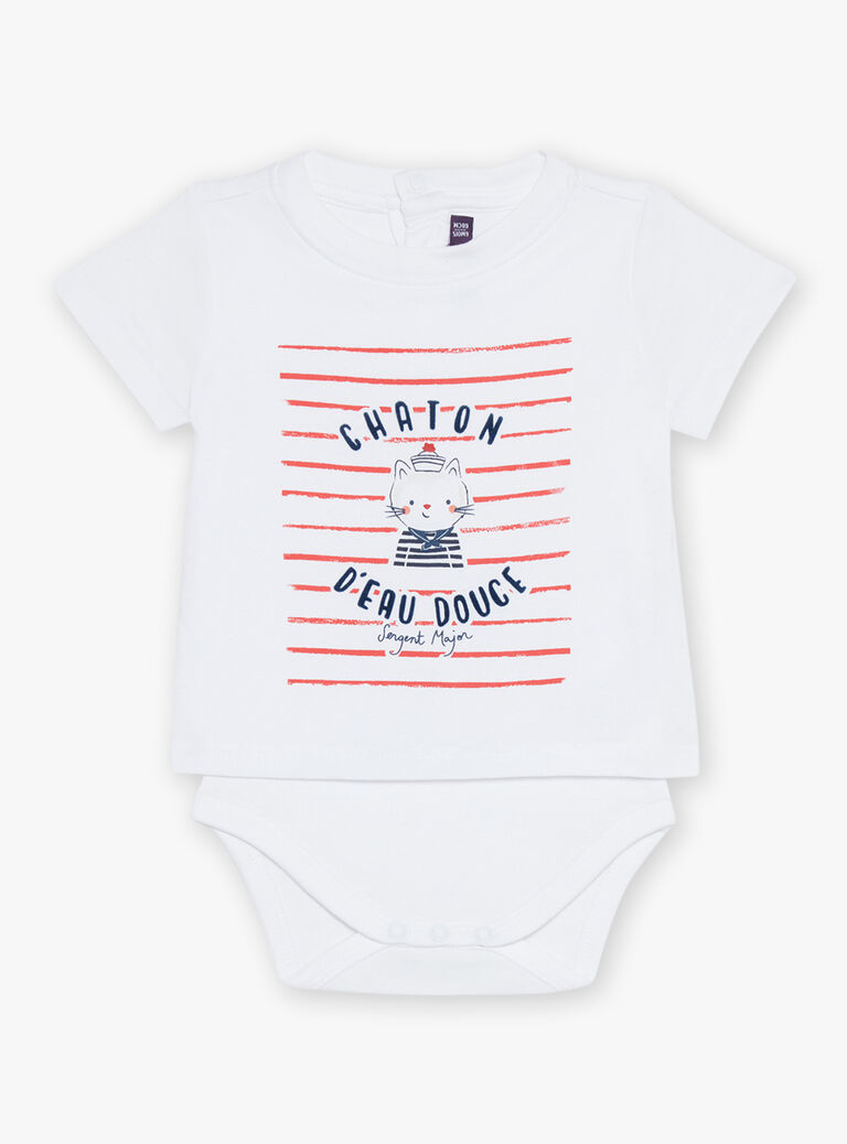 Body T-shirt écru en jersey