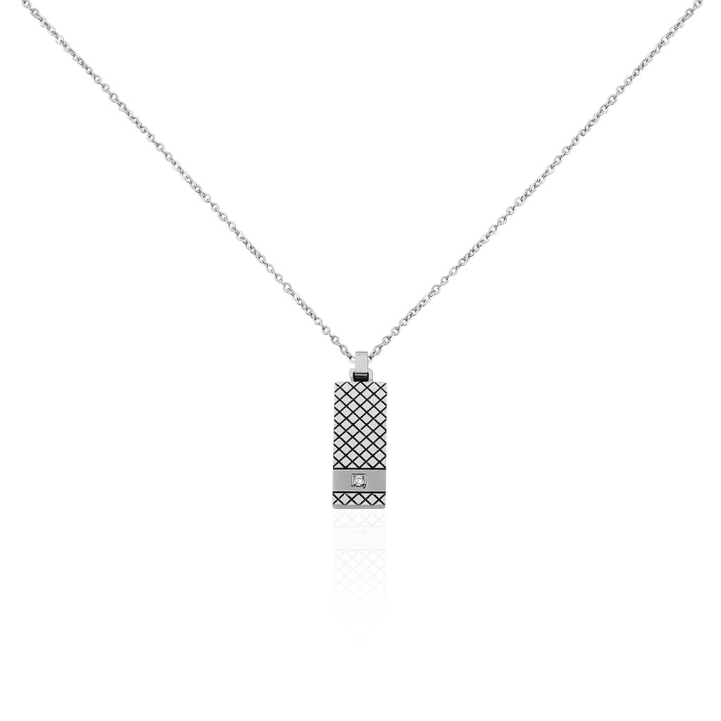 Collier Clement Acier Blanc Oxyde De Zirconium