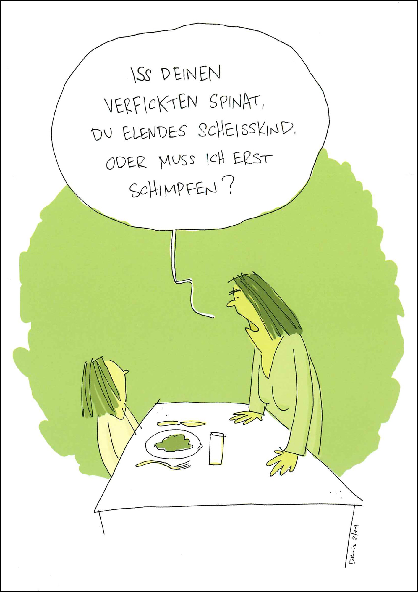 Postkarte 'Iss deinen verfickten Spinat' günstig bestellen