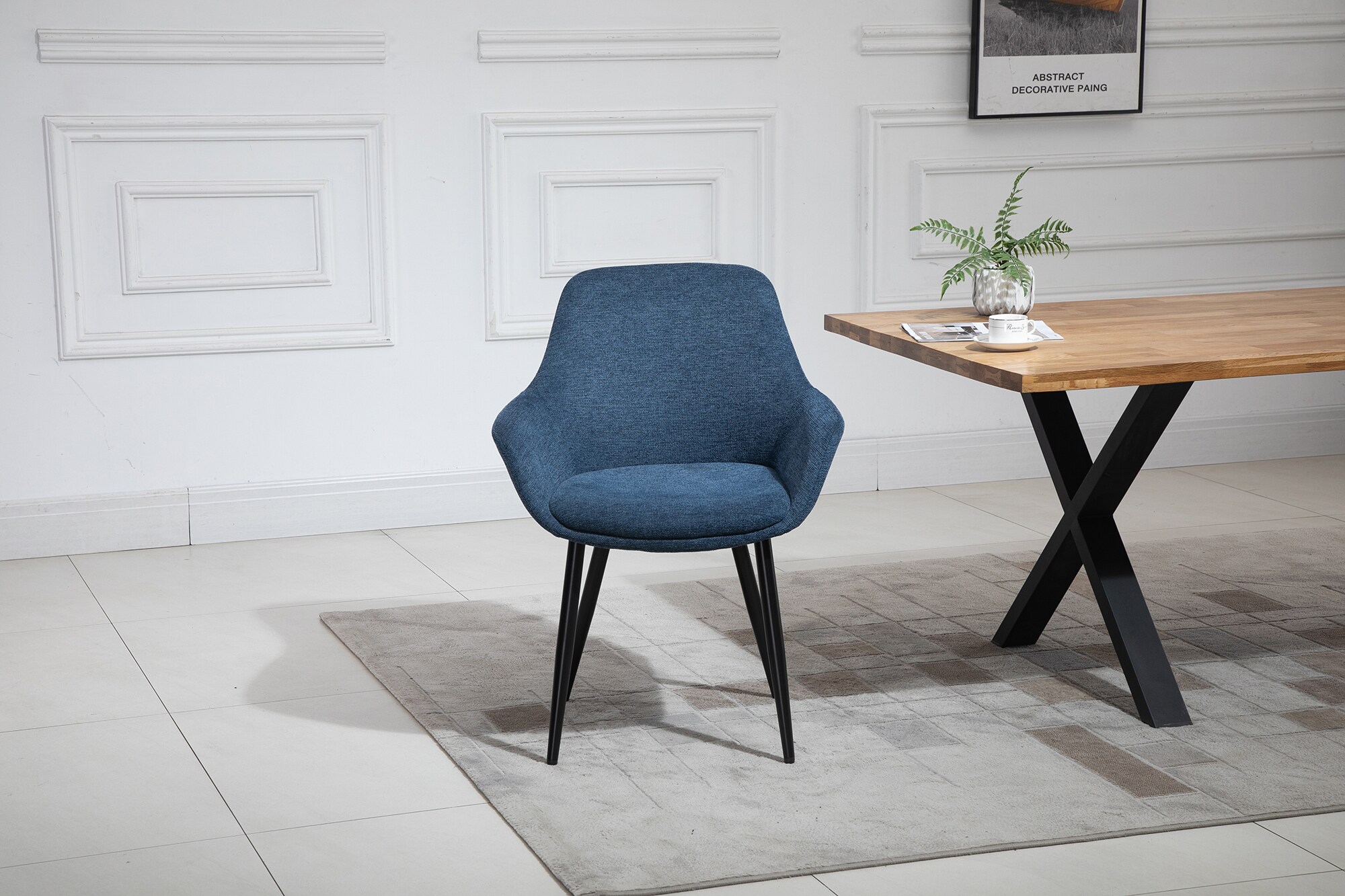 Armlehnstuhl 2er Set blau Polsterstuhl Esszimmerstuhl Wohnzimmer Stuhlset