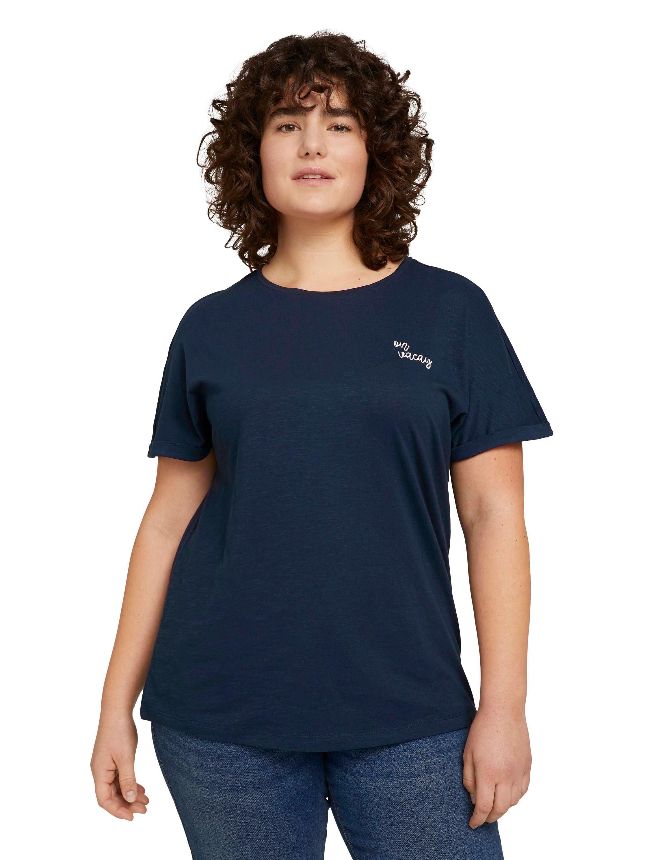 T-Shirt mit Wording-Stickerei auf der Brust