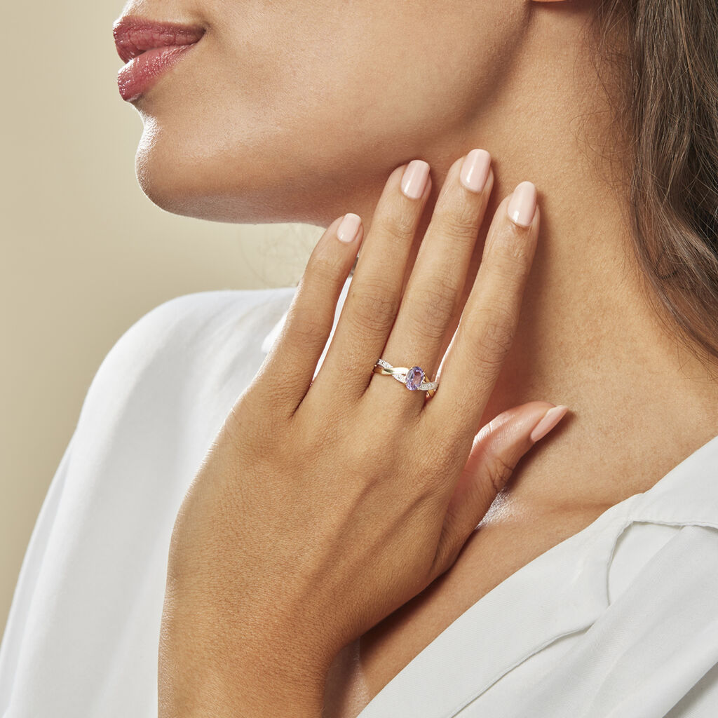 Bague Candice Or Jaune Amethyste
