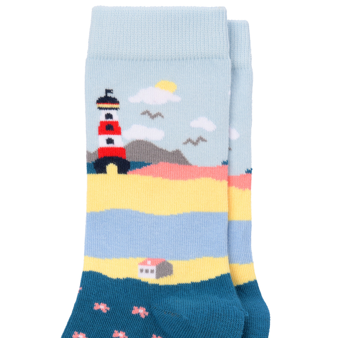 Gina Benotti 1 Paar Damen Socken mit Allover-Motiv hellblau / petrol