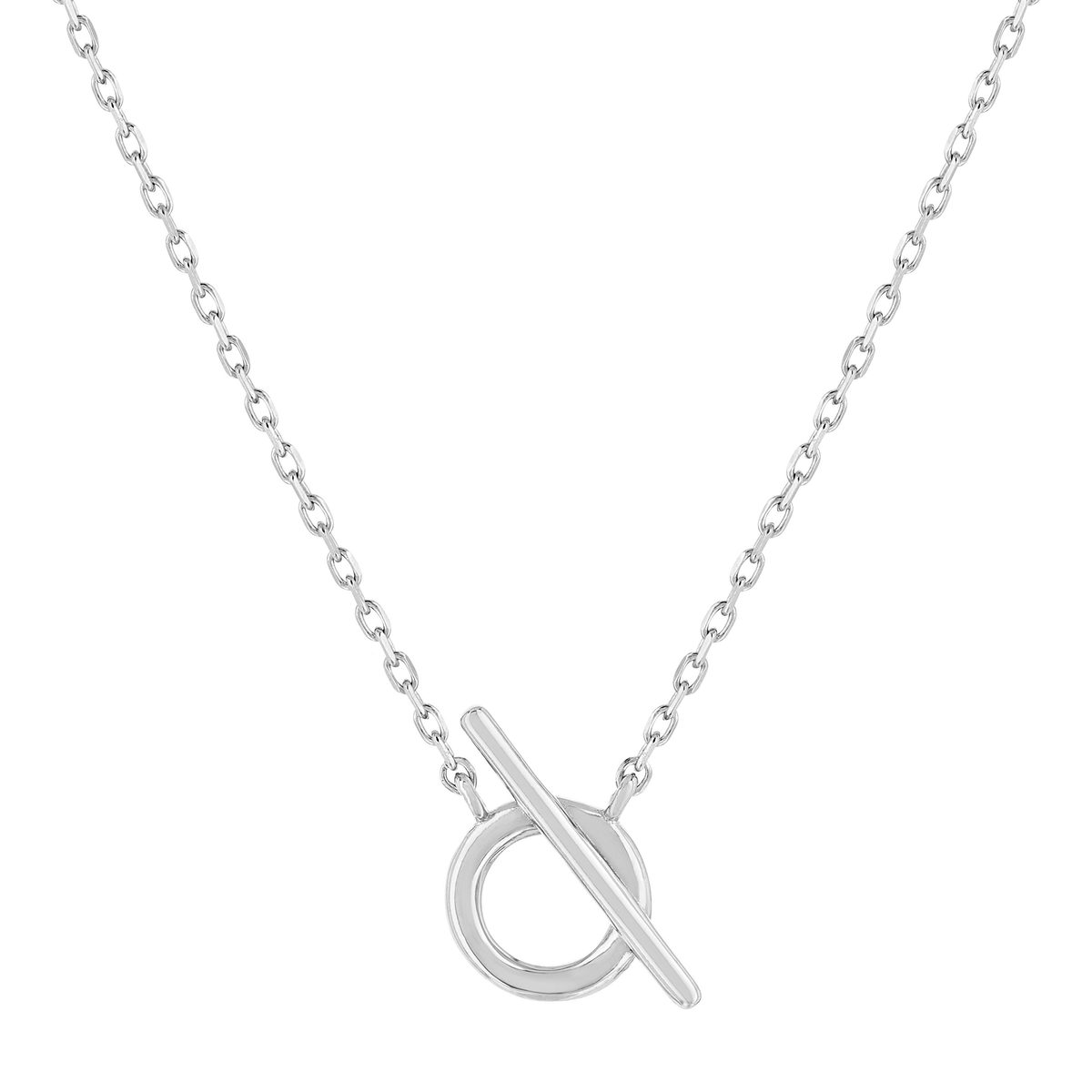 Collier argent 925 motif fermoir T/bar 45cm