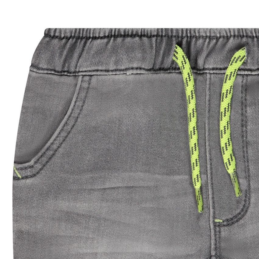 Bermuda en denim uni avec cordon contrasté pour bébé garçon - Gris chiné