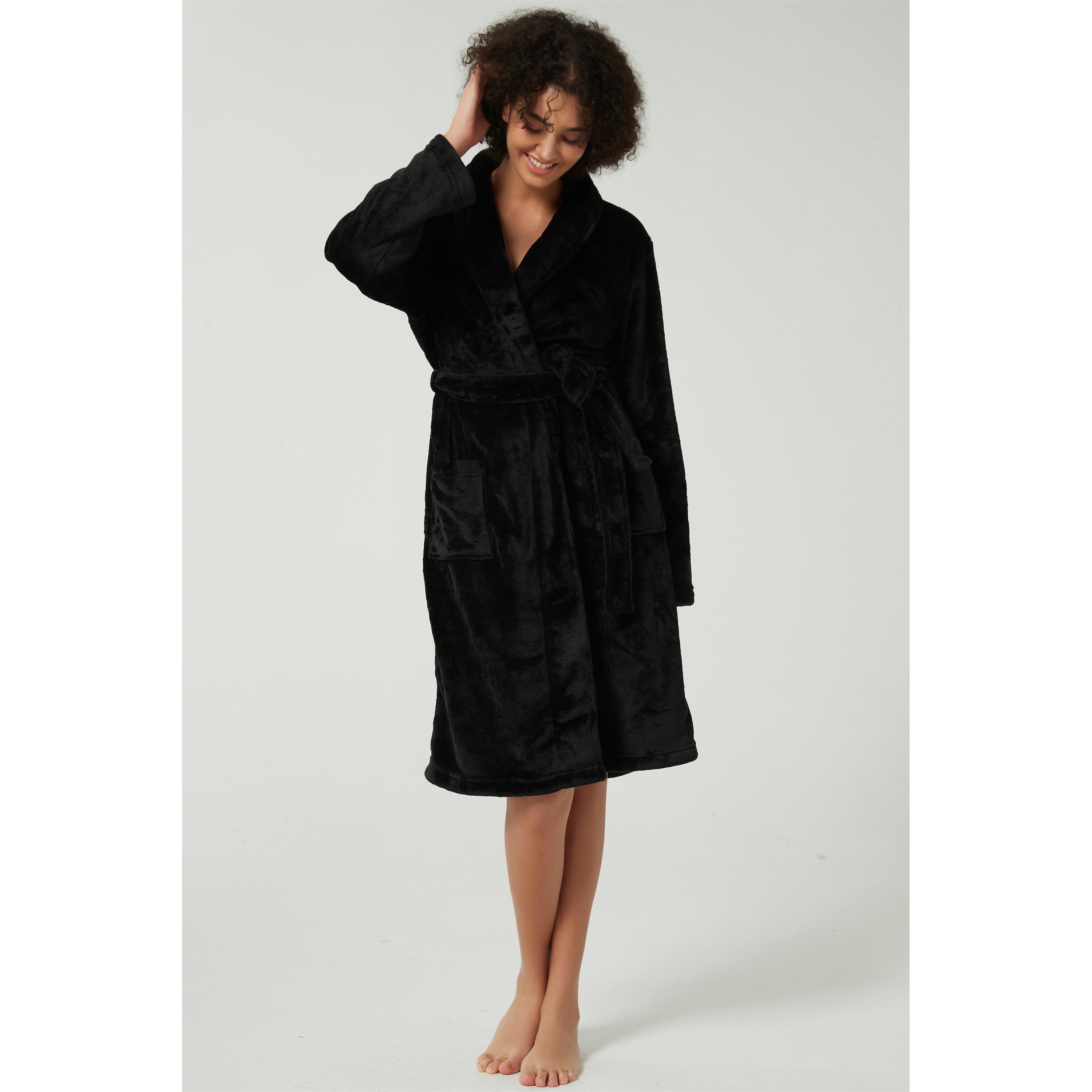 Linea Ladies Plain Fleece Dressing Gown