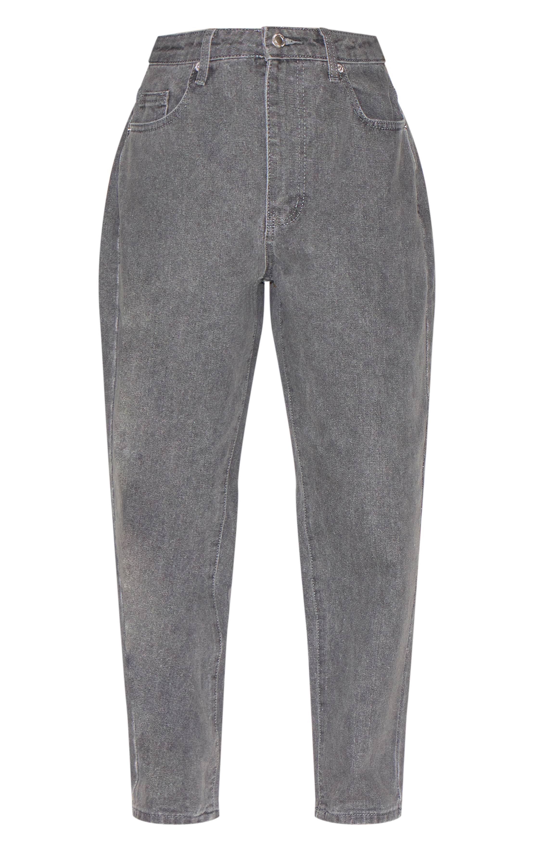 Gris Jean Mom Taille Haute Petite