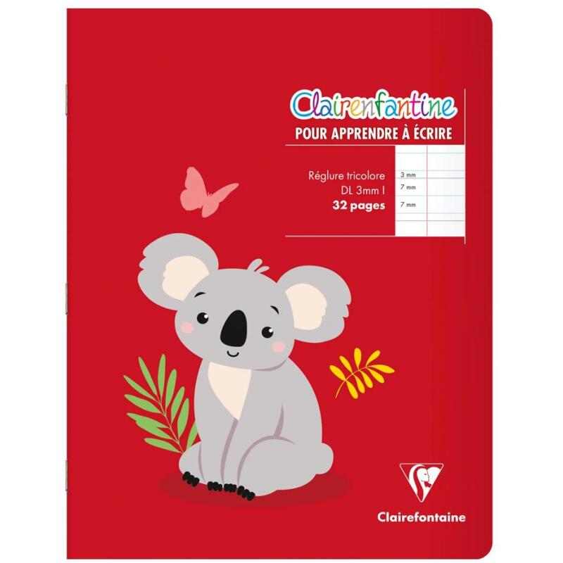 Cahier piqué 17x22 cm 32 pages double ligne 3 mm + interligne + marge - Assortis