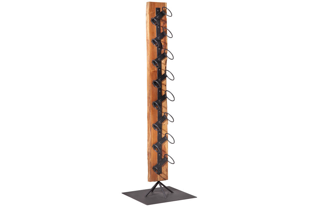 Massives Weinregal BARRACUDA 140cm Teakholz rustikaler Flaschenhalter