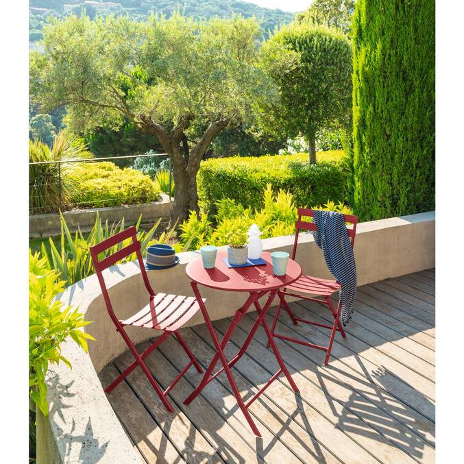 Table de jardin pliante ronde GREENSBORO Groseille