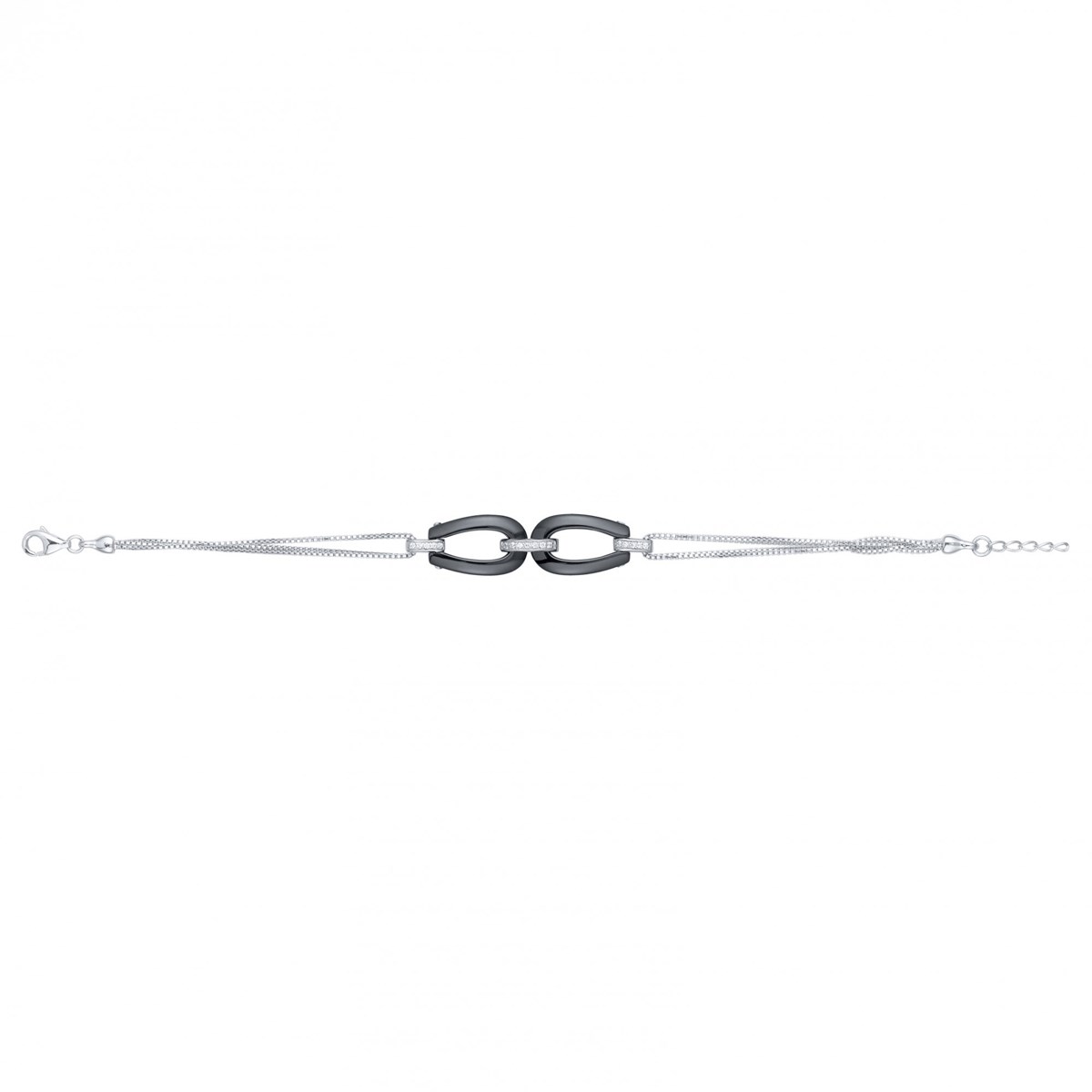 Bracelet souple en Argent avec oxyde de zirconium blanc