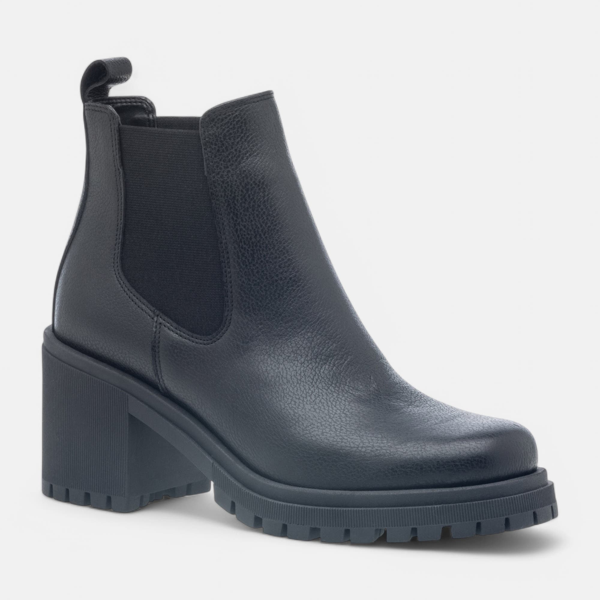 Boots chelsea à talon Femme en cuir noir