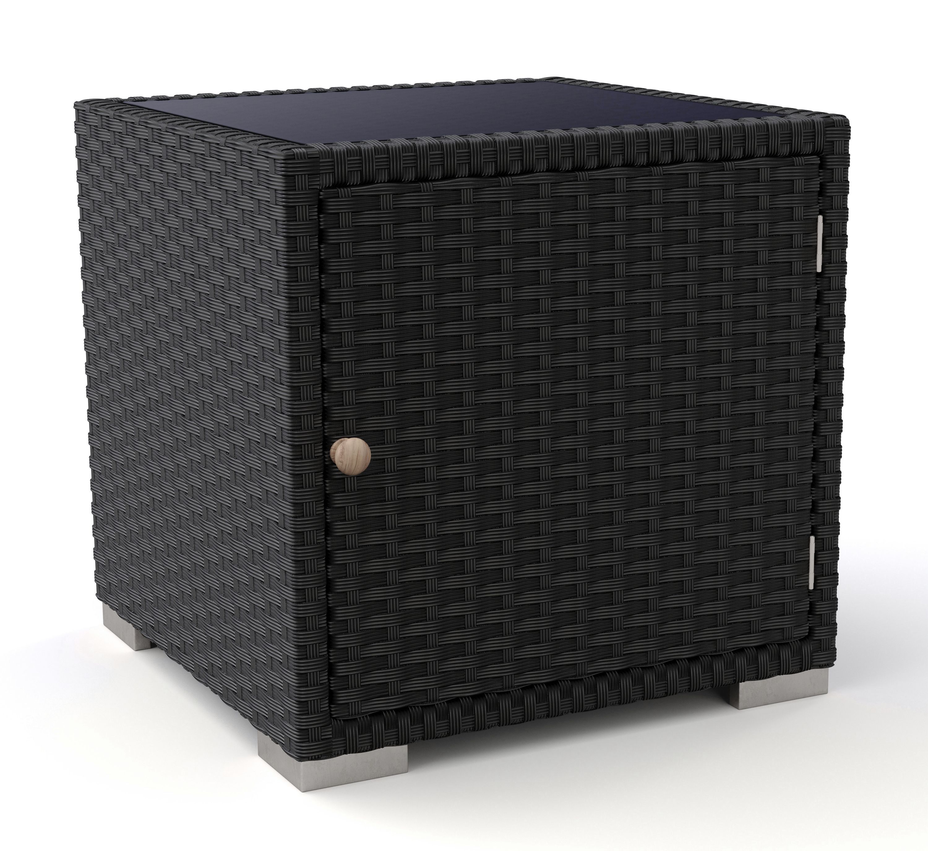 Liegestuhl Rattan BILBAO schwarz/weiss Set 3-teilig