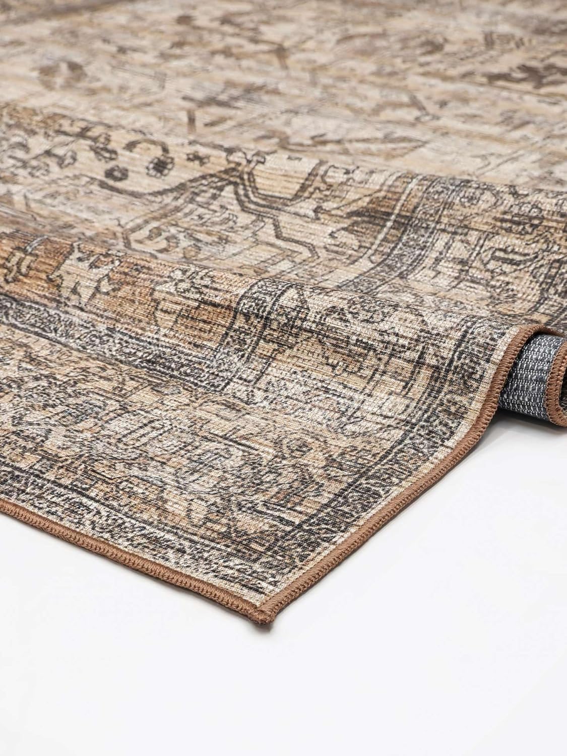 RugVista Oxana Oriental, Teppich, Moderne Teppiche, 230 x 160 cm, Rechteckig, Mittlerer Stapel, Wohnzimmer, Schlafzimmer, Maschinenwäsche, Oeko_tex_100, Braun/Beige