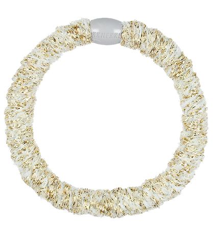 Kknekki Haargummi - Hellblau/Gold Velours m. Glitzer