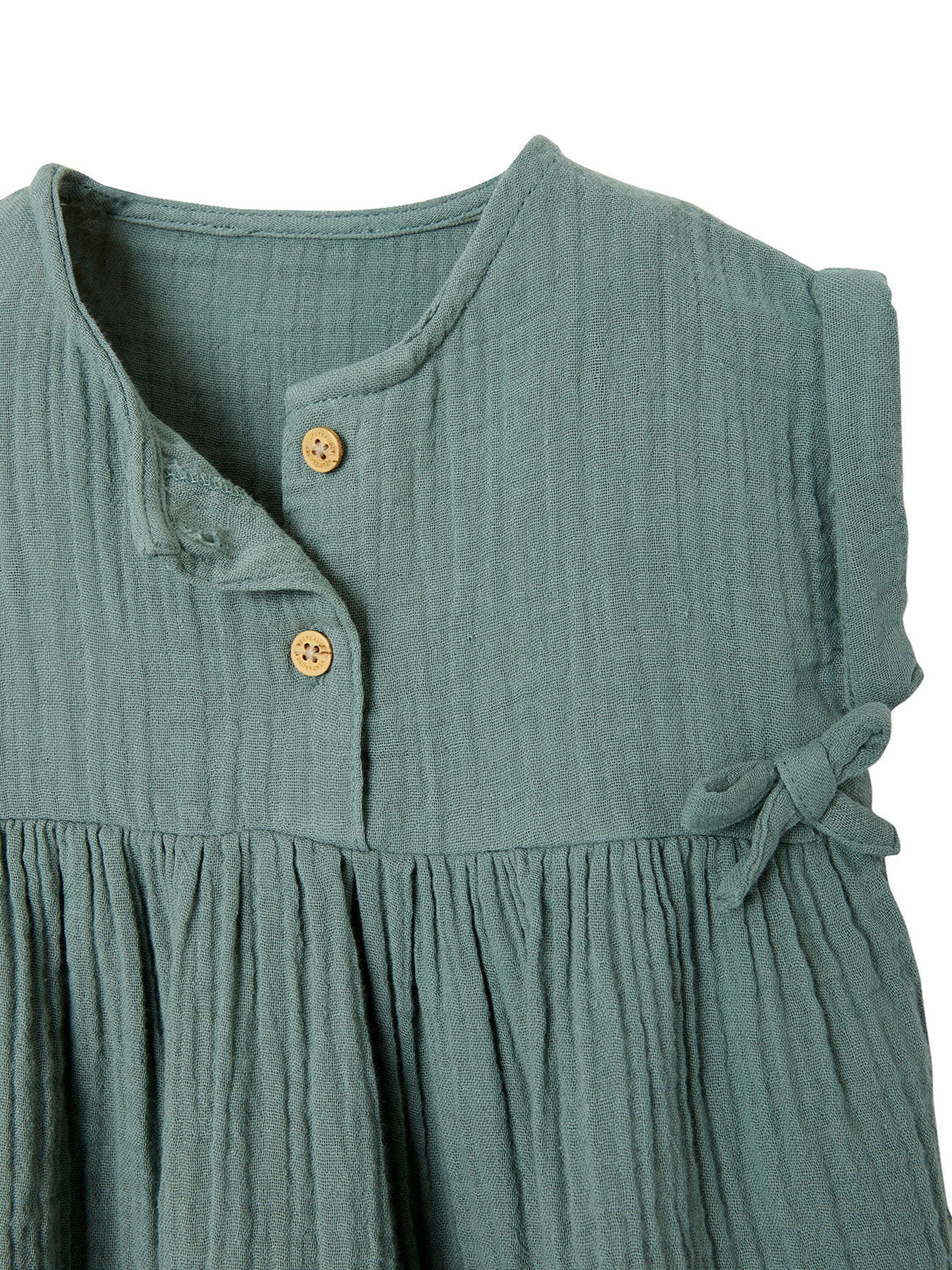 Vertbaudet Mädchen Baby Kleid, Musselin grün