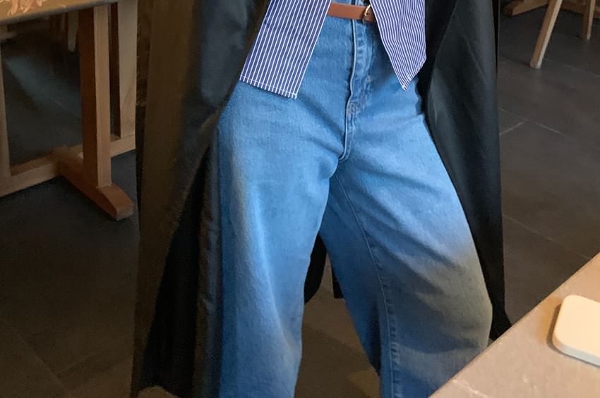 Bakli - Blouse met lange mouwen, opstaande kraag, strepen en knopen
