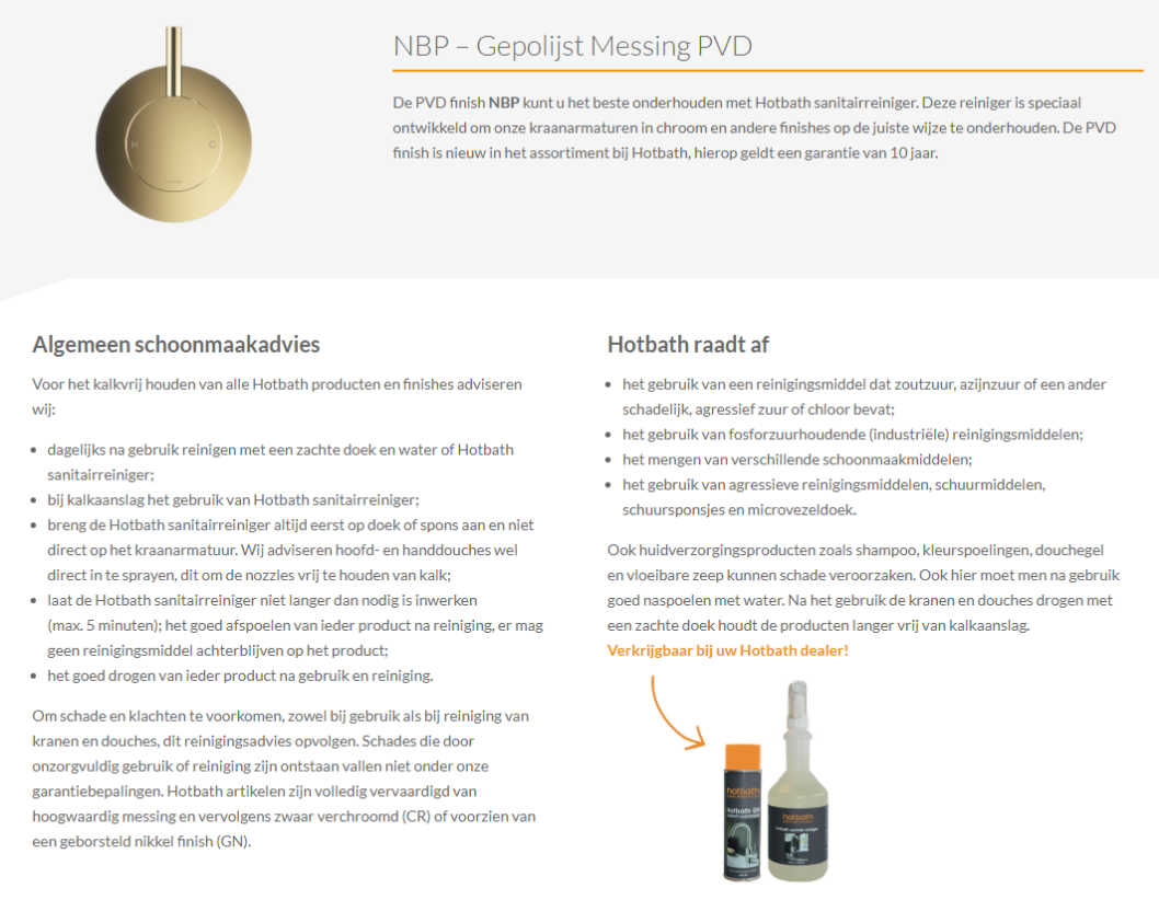 Hotbath Cobber Glijstang 90cm met handdouche Gepolijst Messing PVD M308