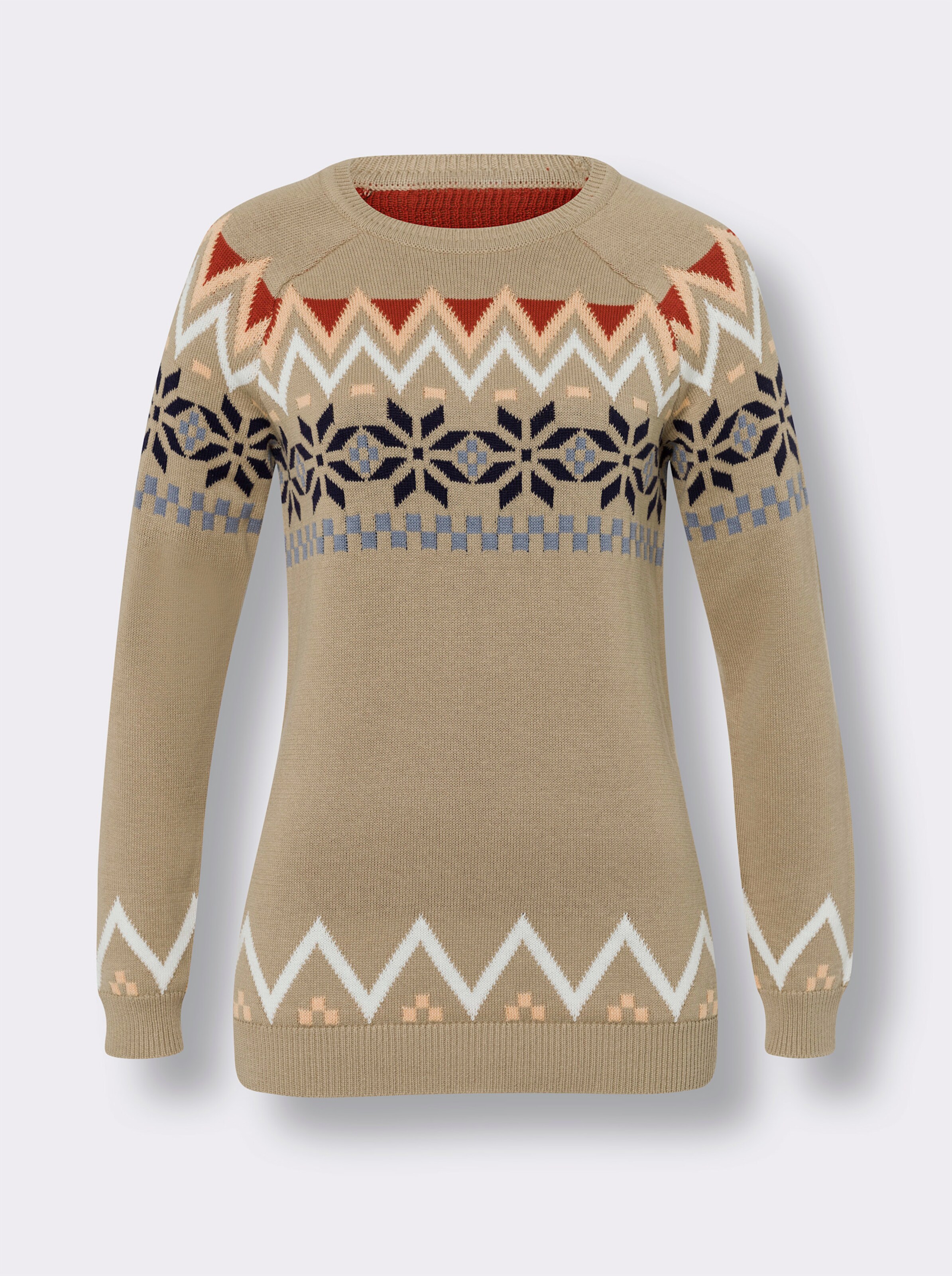 Langarm-Pullover im Norweger-Muster