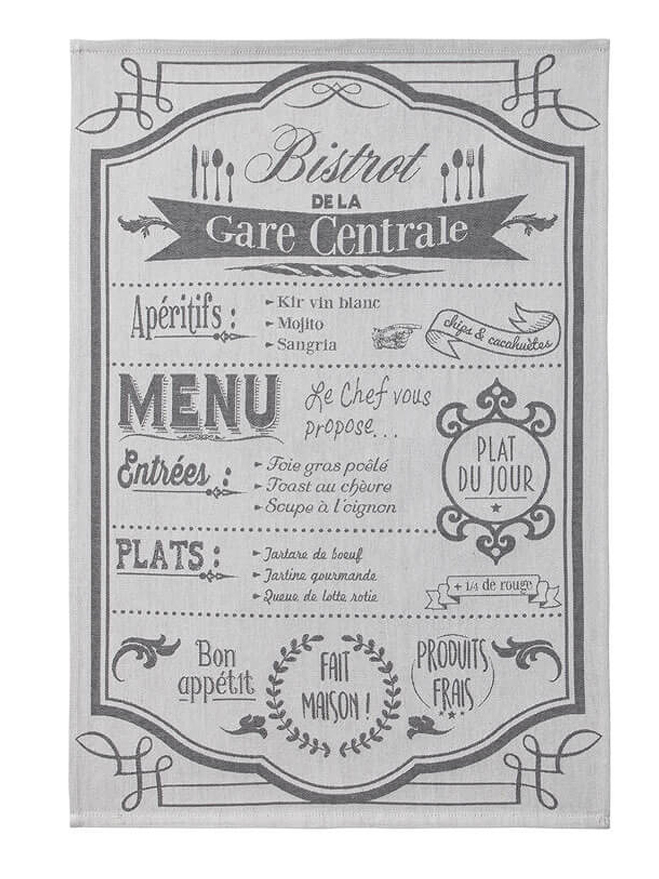 Torchon menu de bistrot