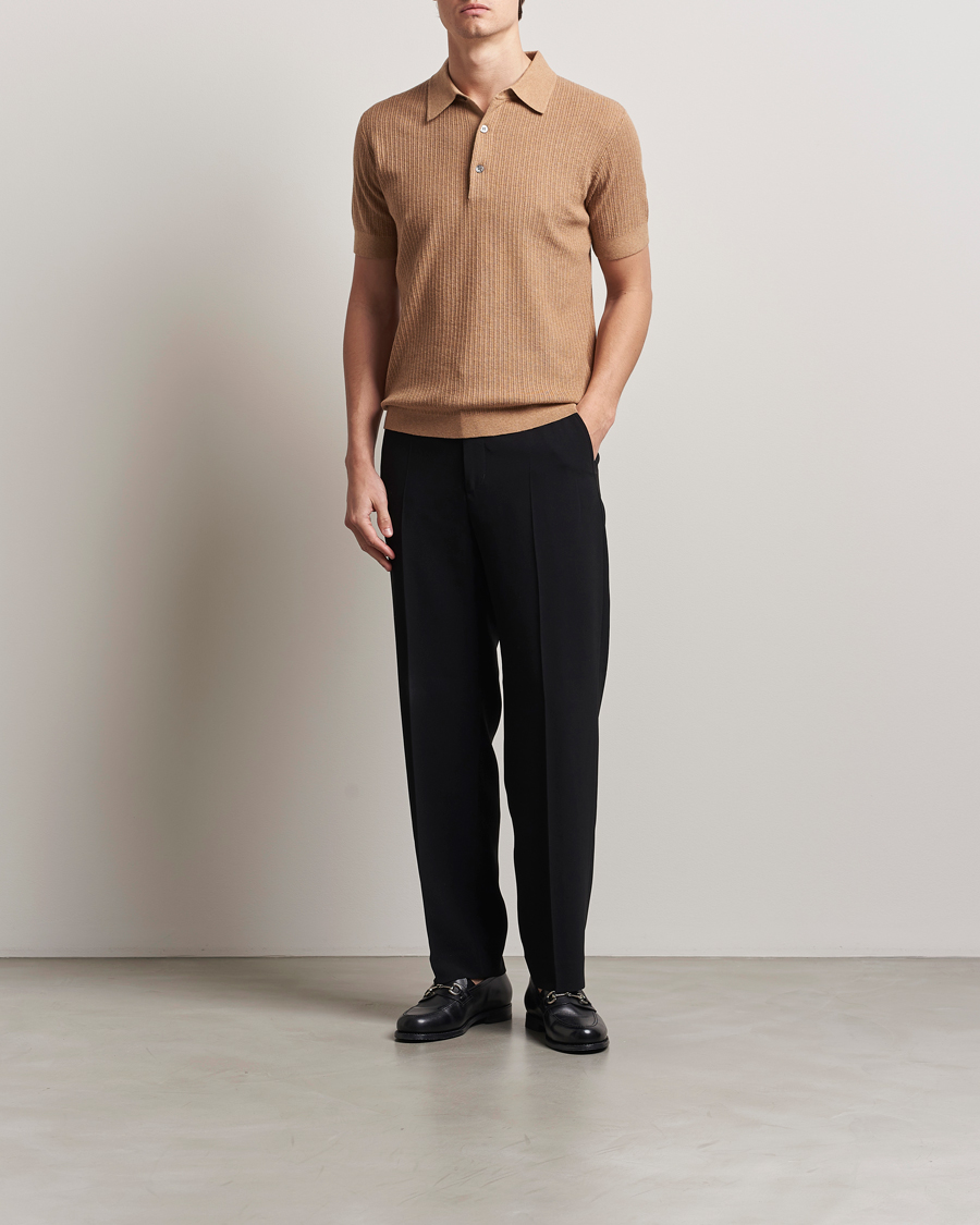 A Day's March Aspen Structure Short Sleeve Polo Camel