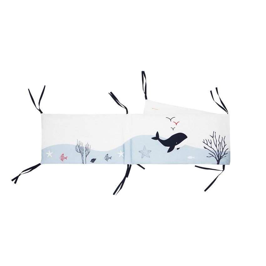 Tour de lit 3 pans Pretty sea - Bleu marine