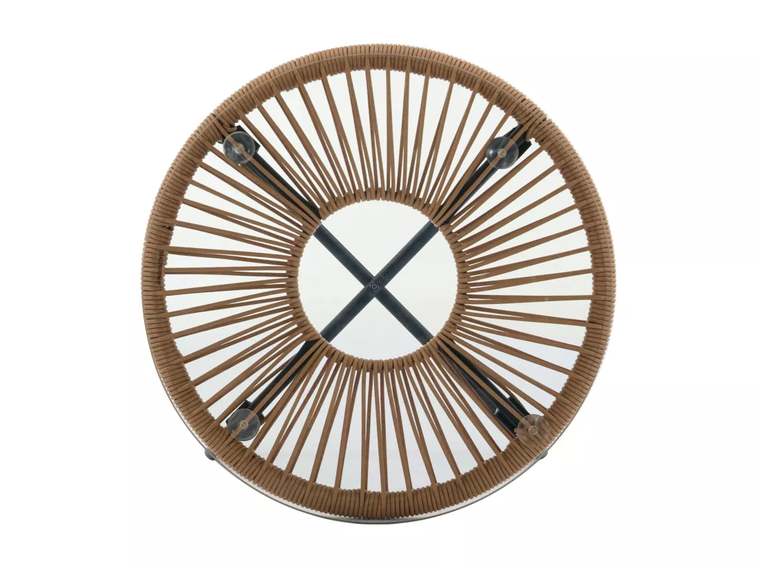Salon de jardin en résine tressée : 2 fauteuils et une table basse - Naturel clair - PISALE de MYLIA