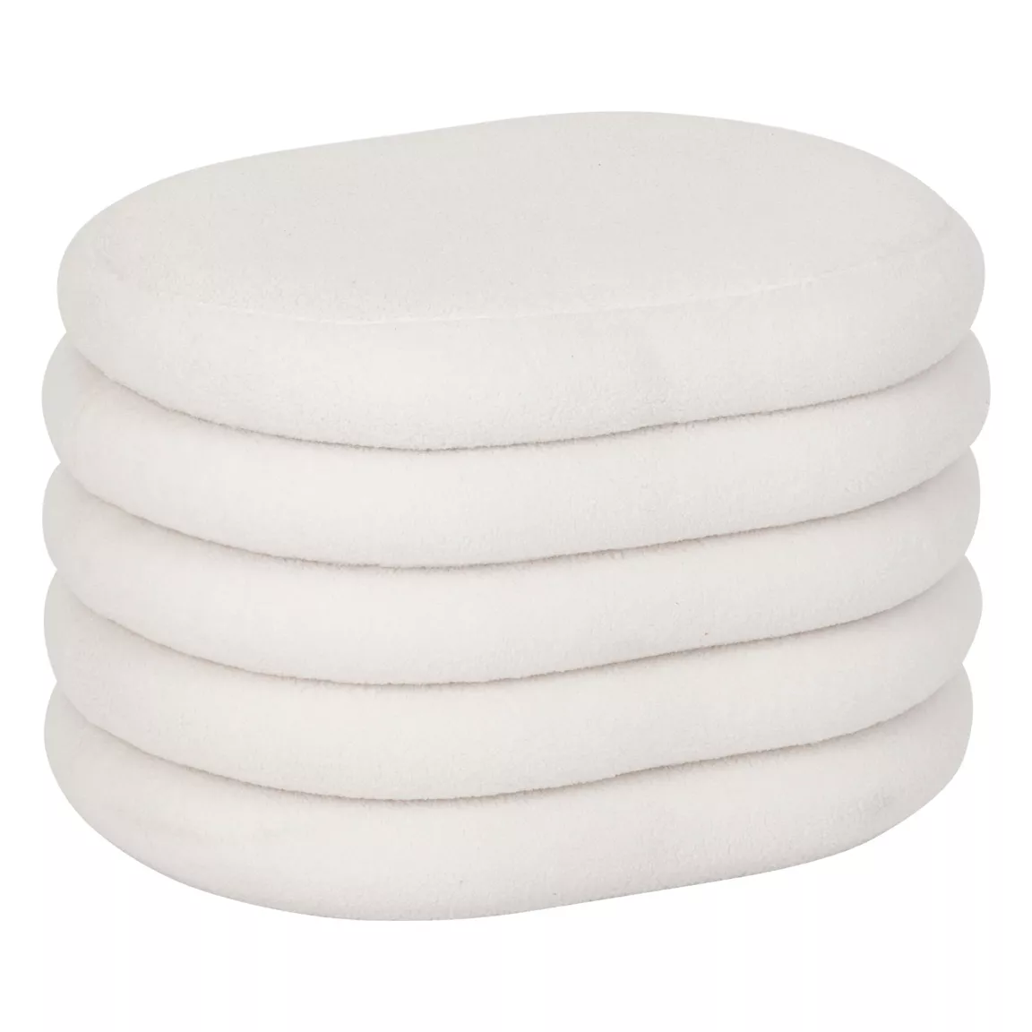 Pouf de rangement bouclette (L59 cm) Giulia Blanc