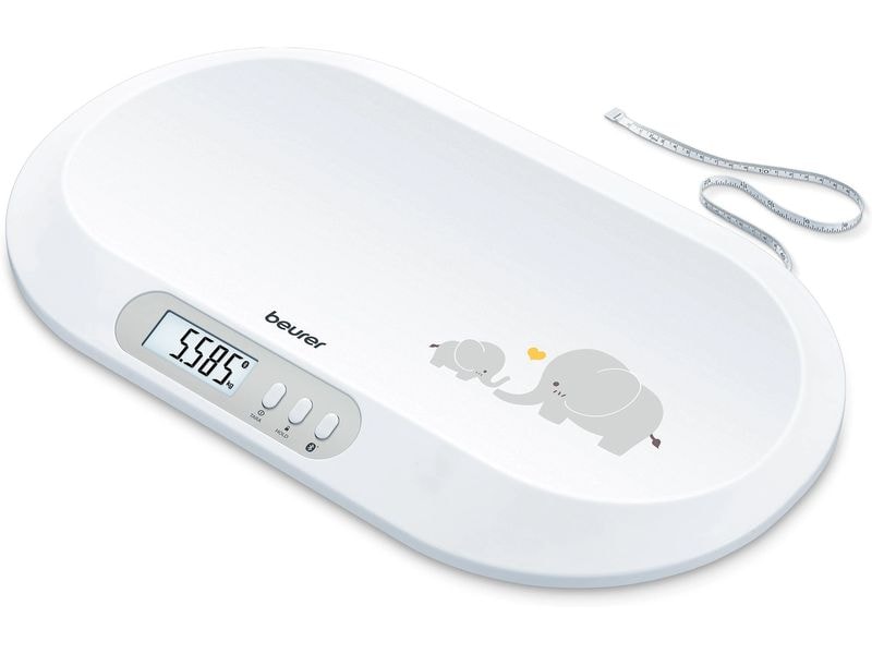 Beurer Babywaage BY90 Bluetooth Waage mit rutsch- und abriebfesten Gummifüssen