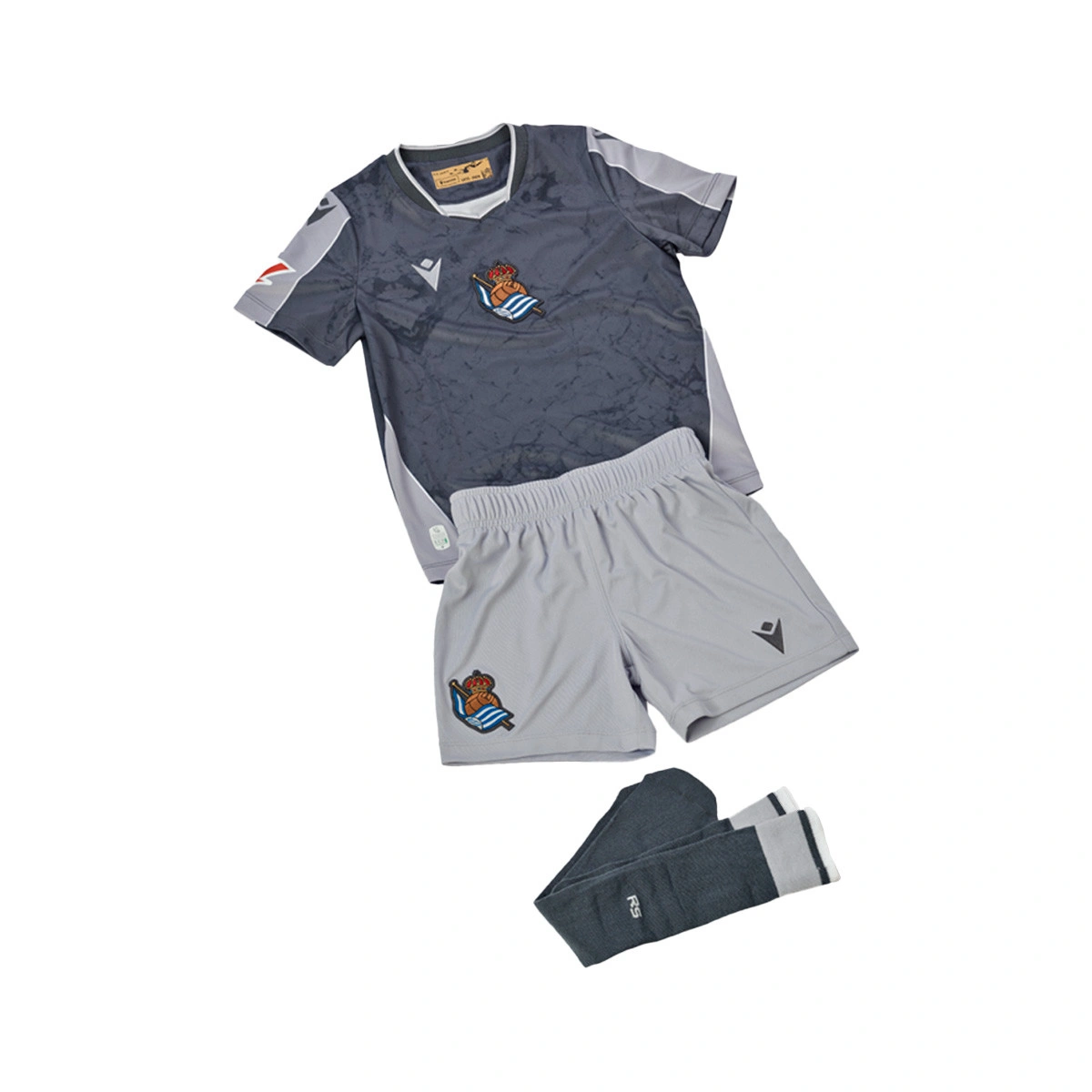 Conjunto Macron Real Sociedad Segundo Equipamento 2025-2026 Criança
