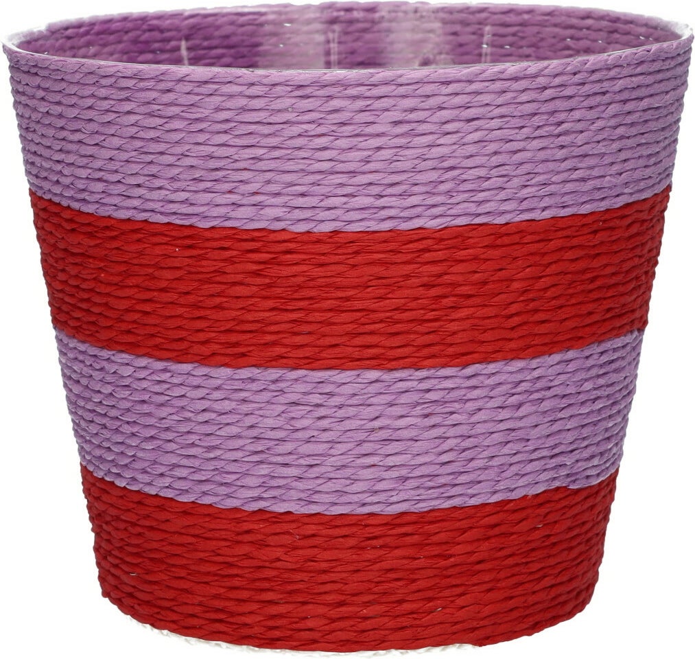 Duif plantenmand Riley lijnen paars / rood D 13,3 H 11 cm