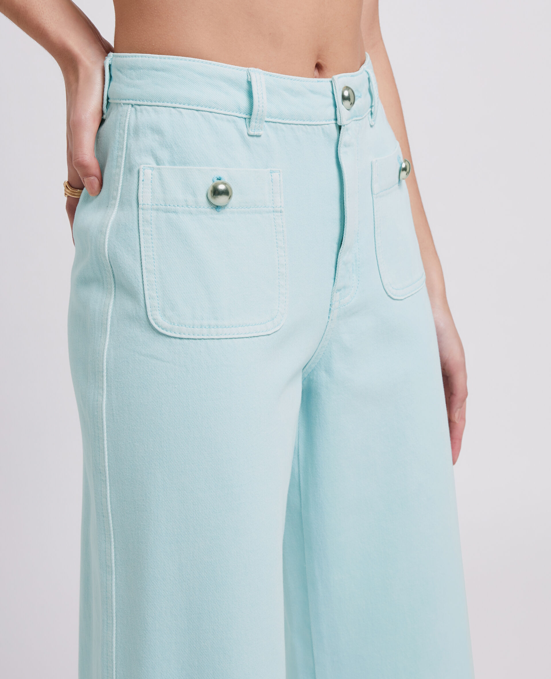 Jean wide taille haute - Bleu clair