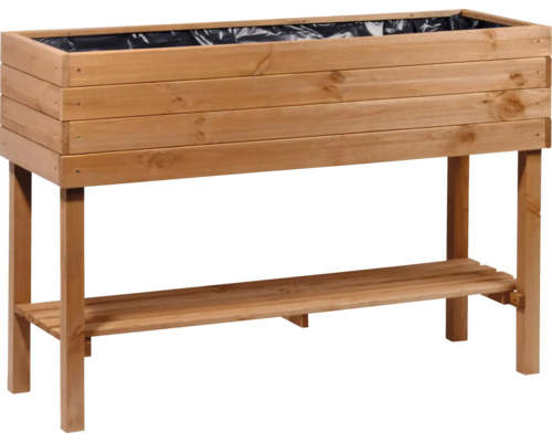 Verhoogd tuinbed op palen, inclusief plank, 117 x 40 x 80 cm, bruin